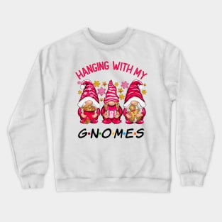 Funny Christmas Gnome Hanging With My Gnomies Family Pajamas Crewneck Sweatshirt
